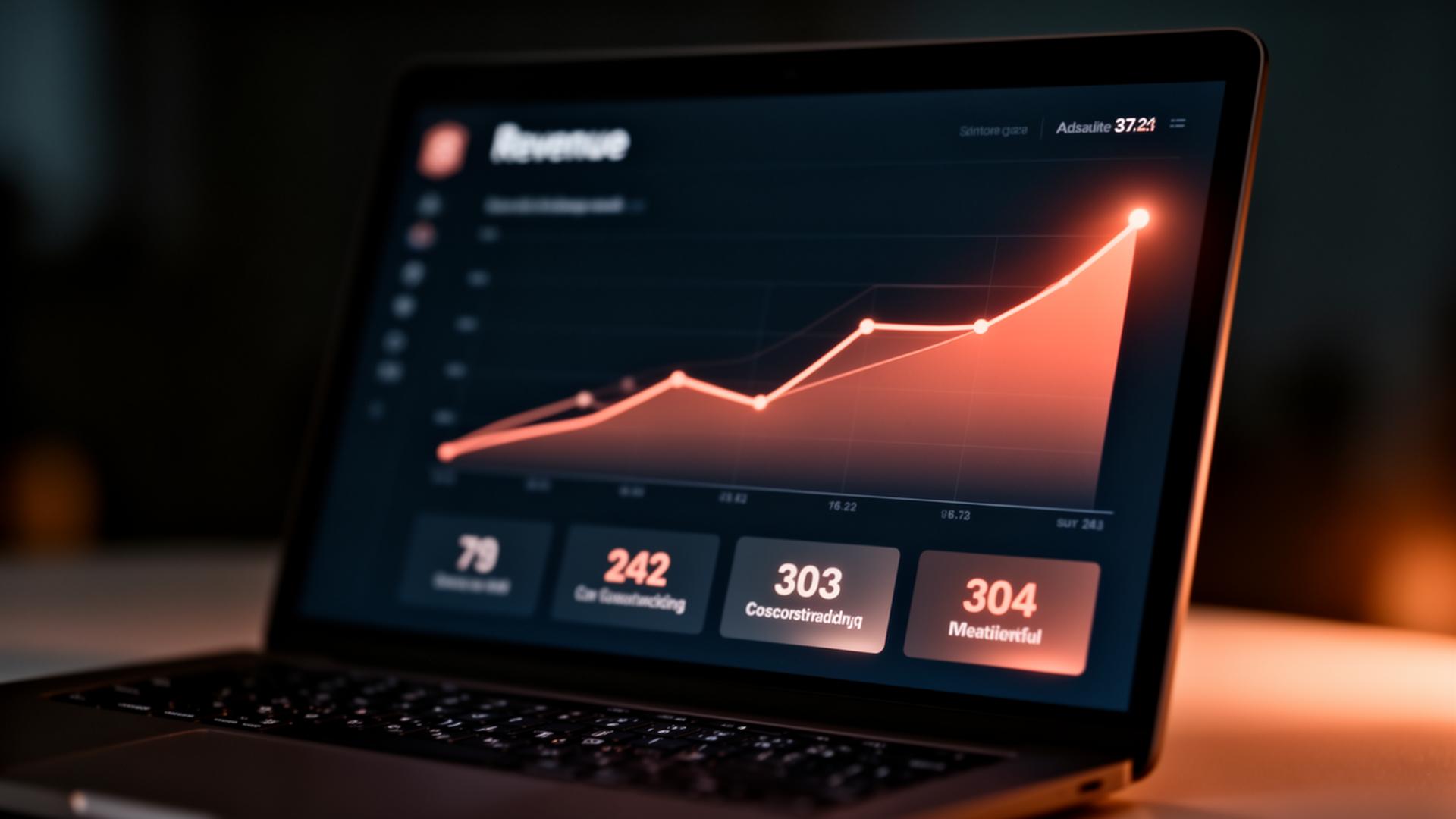 Revenue growth dashboard trending upward